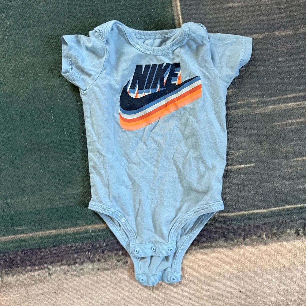 Nike Light Blue and Orange Baby Bodysuit
